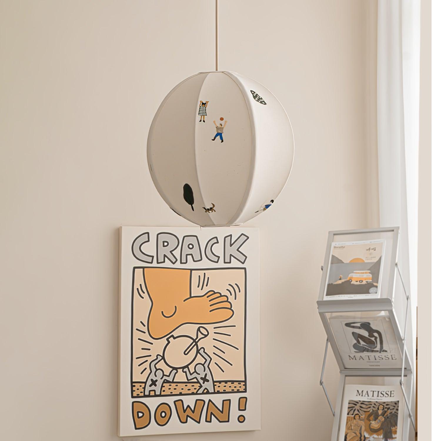 Elva Pendant Light Paper Ball Drawing - Lamp Copper