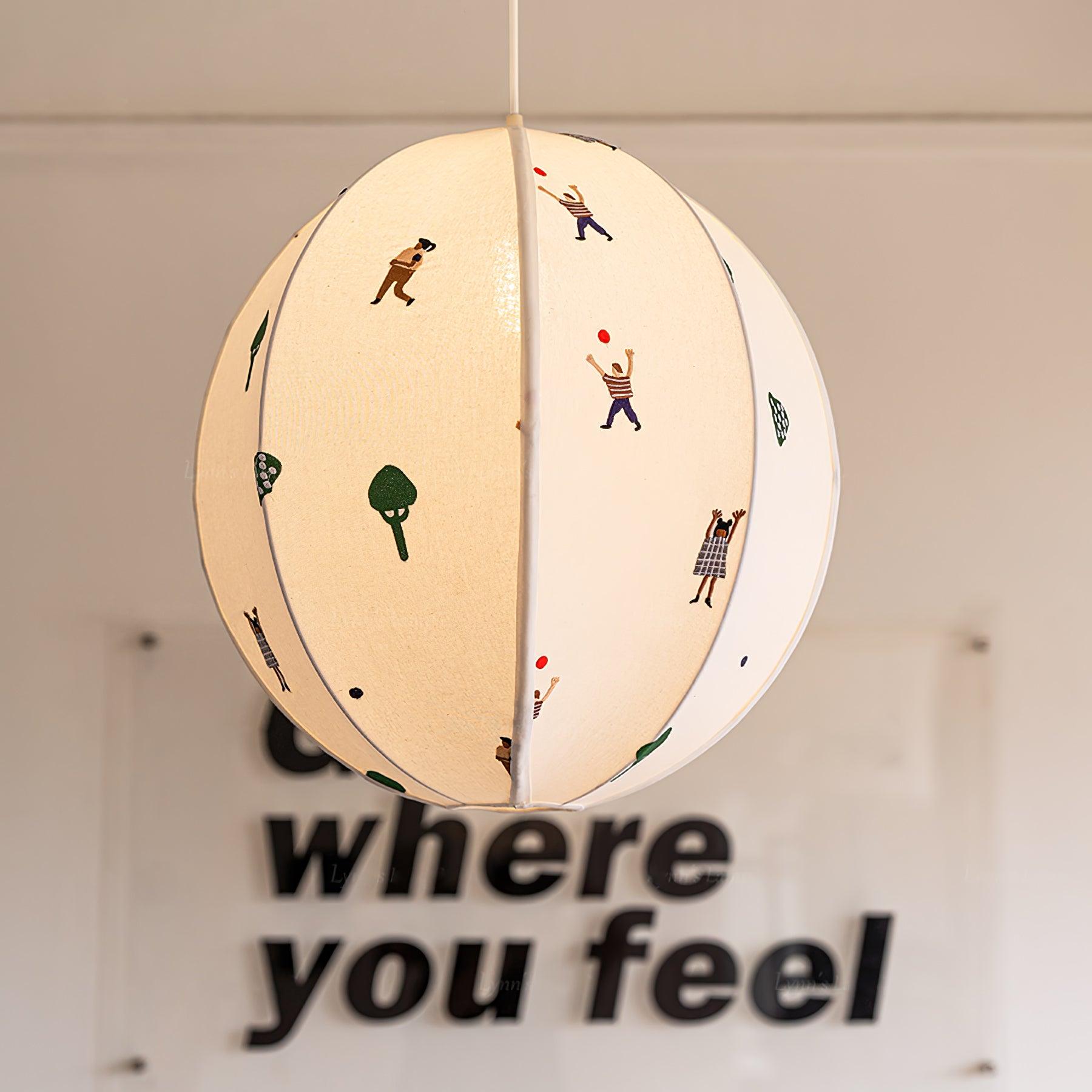 Elva Pendant Light Paper Ball Drawing - Lamp Copper