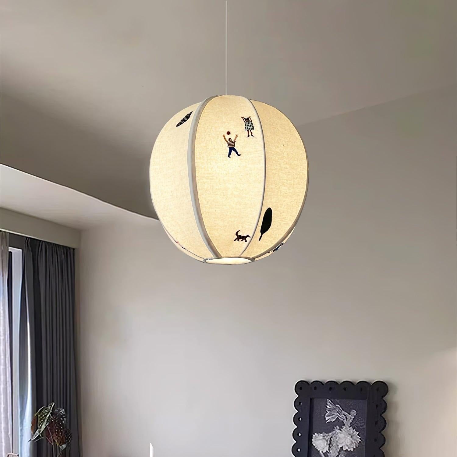 Elva Pendant Light Paper Ball Drawing - Lamp Copper