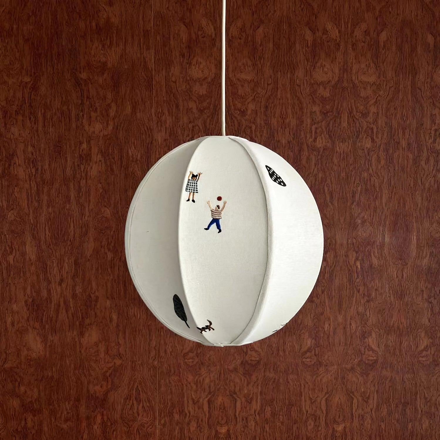 Elva Pendant Light Paper Ball Drawing - Lamp Copper