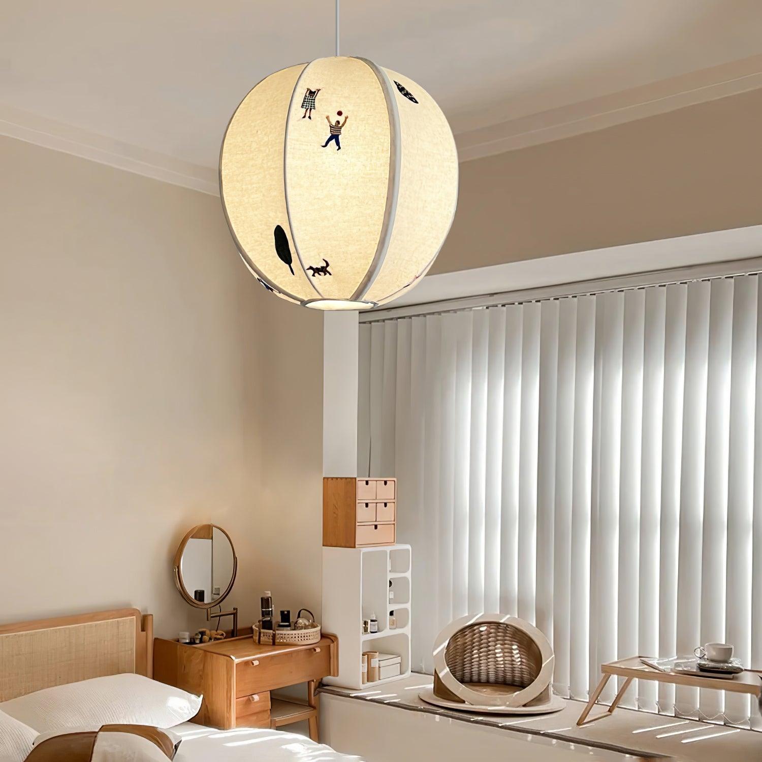 Elva Pendant Light Paper Ball Drawing - Lamp Copper