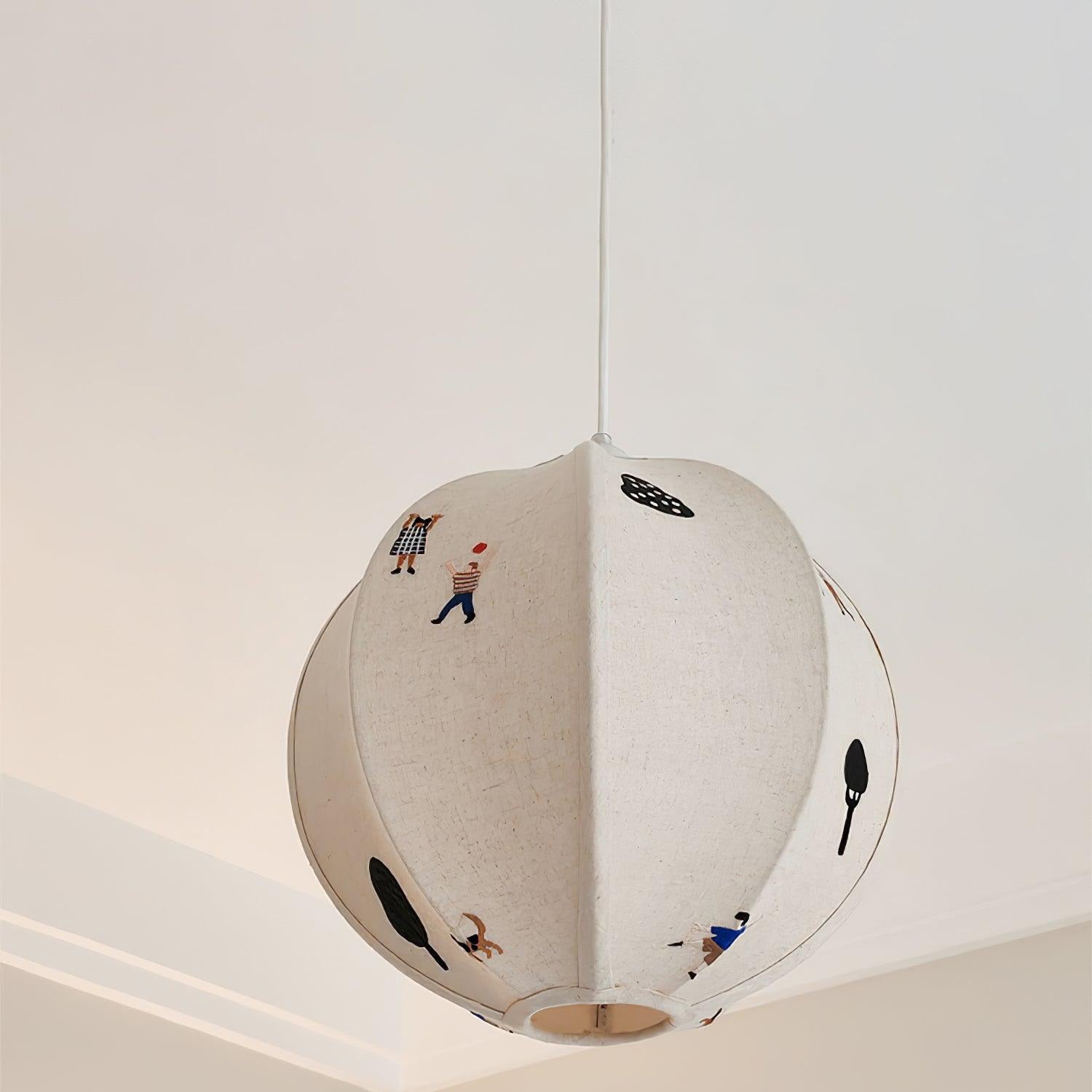 Elva Pendant Light Paper Ball Drawing - Lamp Copper