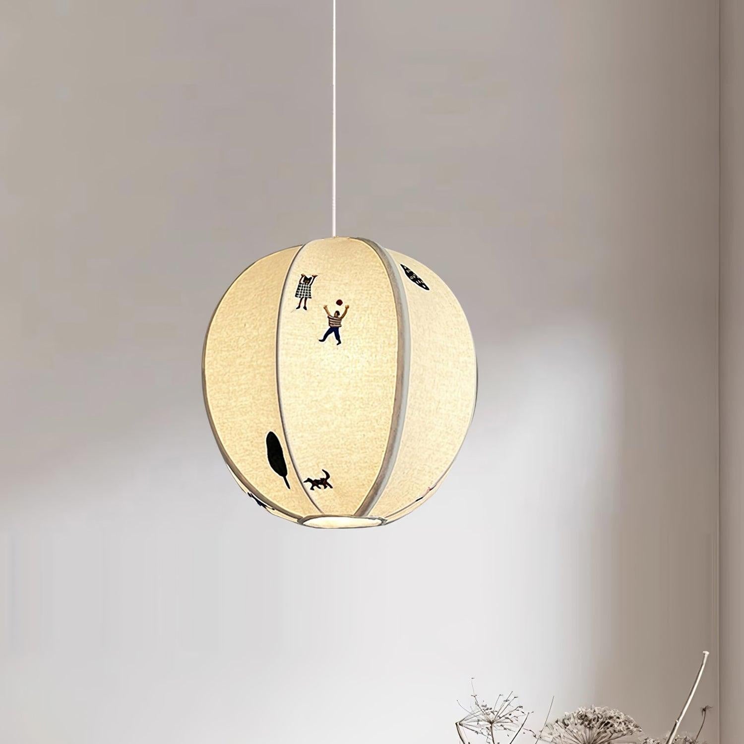 Elva Pendant Light Paper Ball Drawing - Lamp Copper