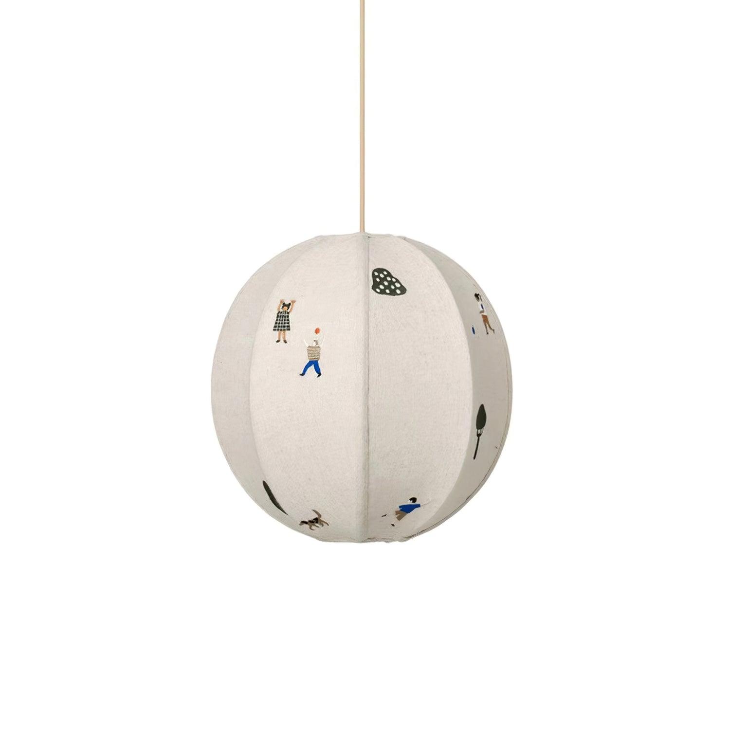 Elva Pendant Light Paper Ball Drawing - Lamp Copper