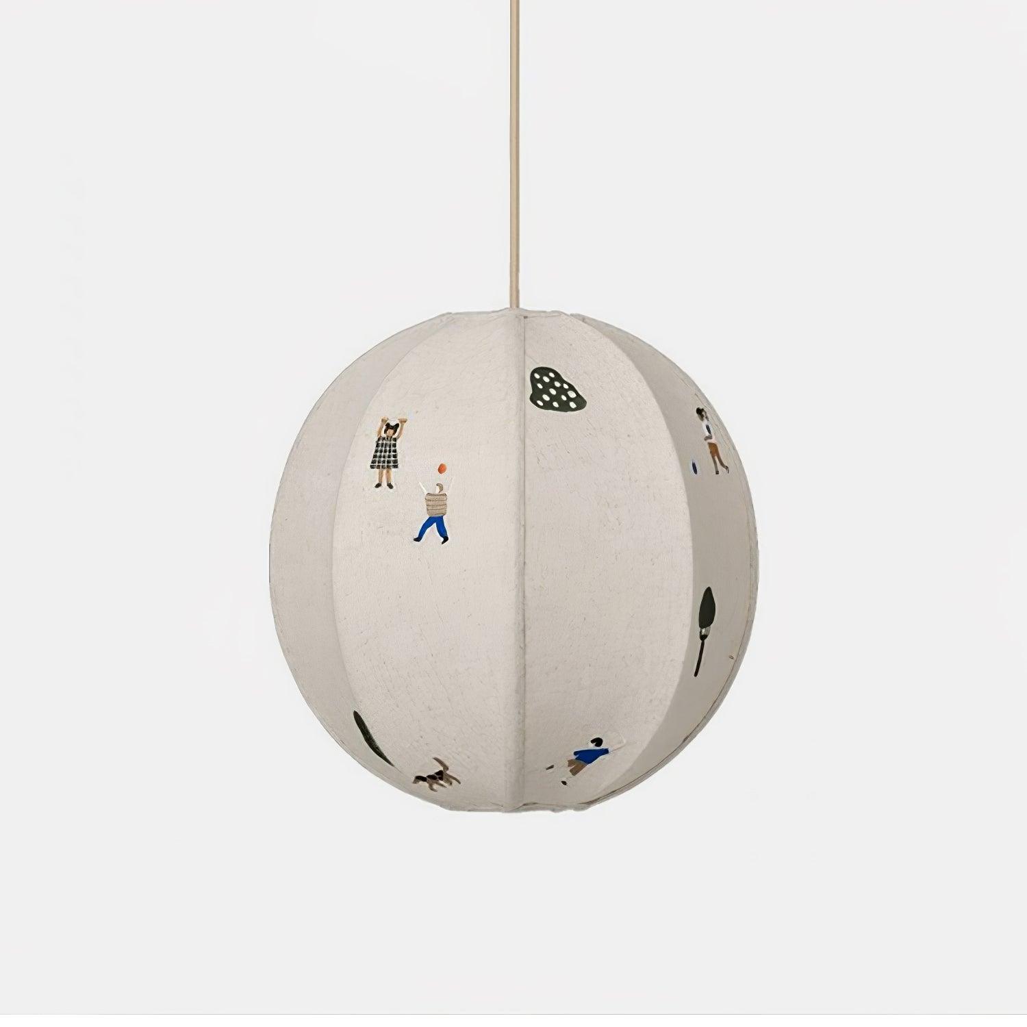 Elva Pendant Light Paper Ball Drawing - Lamp Copper