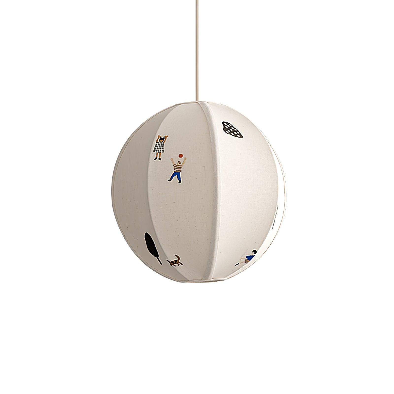 Elva Pendant Light Paper Ball Drawing - Lamp Copper