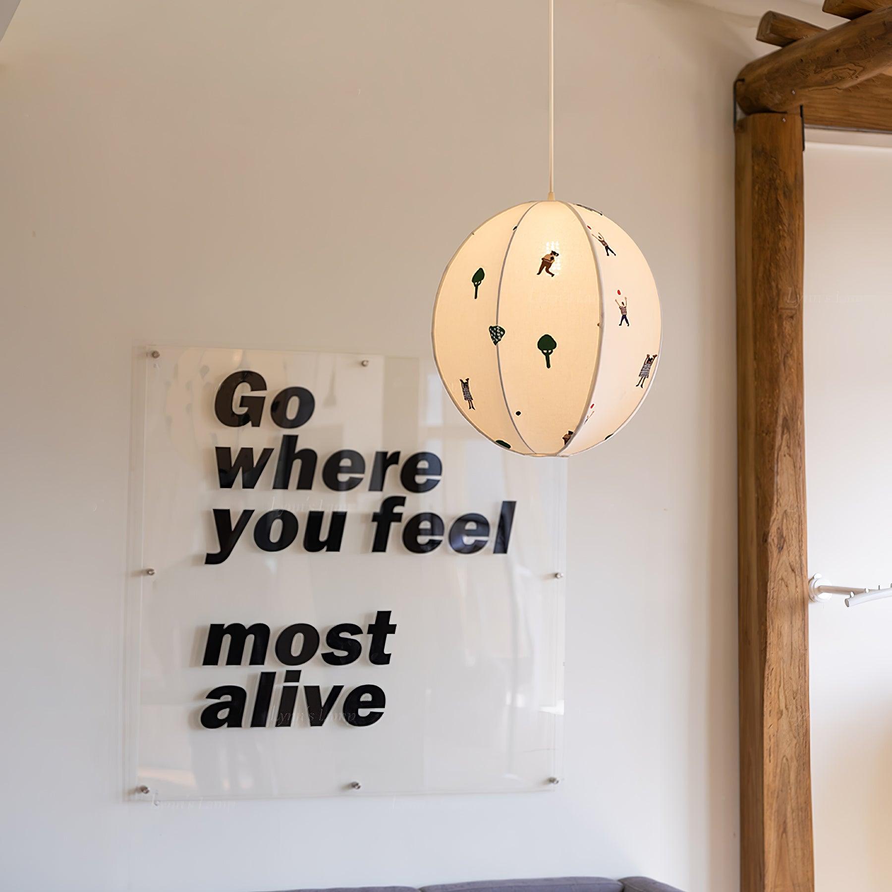 Elva Pendant Light Paper Ball Drawing - Lamp Copper