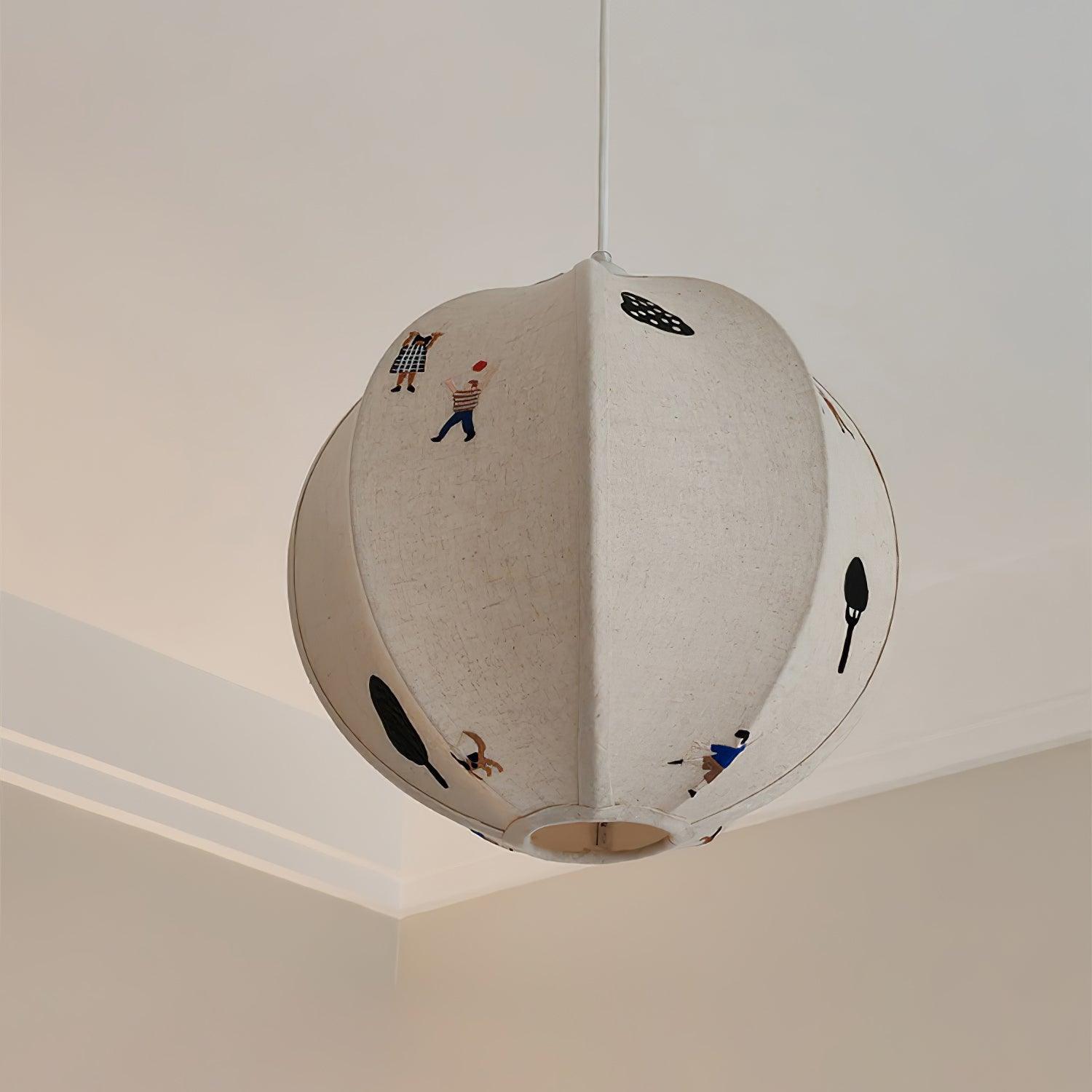 Elva Pendant Light Paper Ball Drawing - Lamp Copper