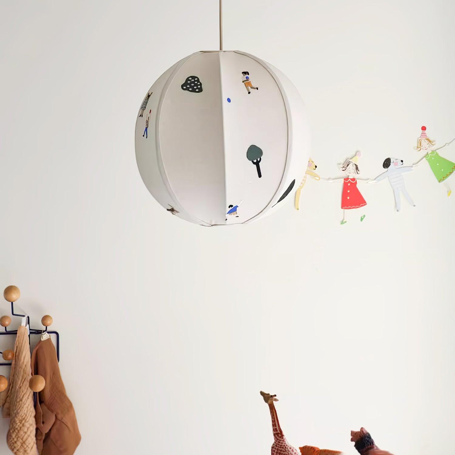 Elva Pendant Light Paper Ball Drawing - Lamp Copper