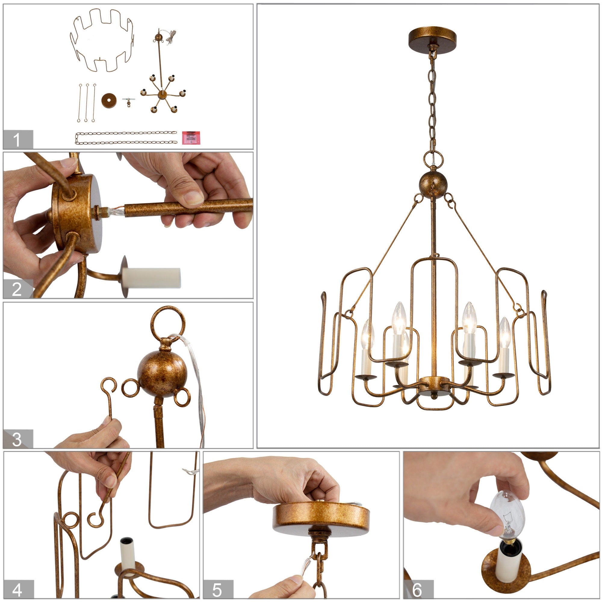 Cocaryra Vintage Industrial Metal Chandelier - Lamp Copper