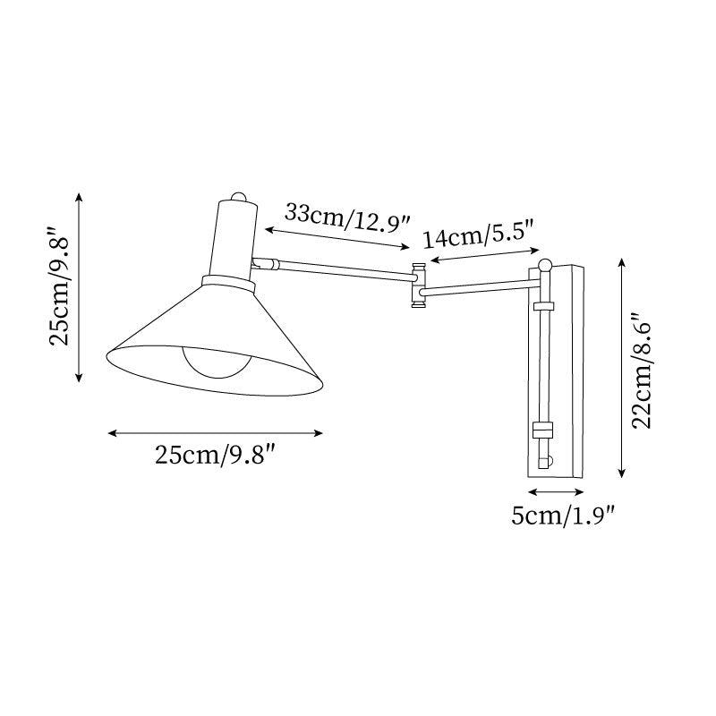 Wall Lamp Modern Adjustable Metal Arm Red Shade Reading Light - Lamp Copper