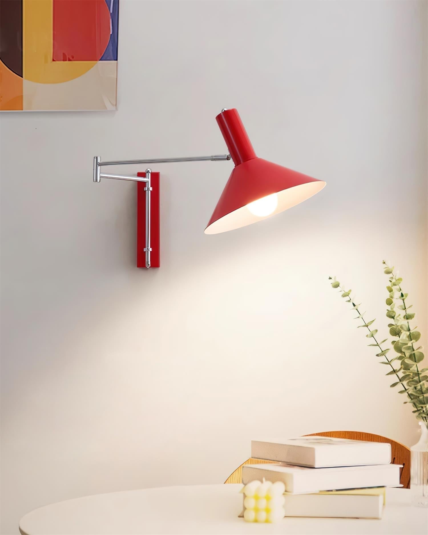 Wall Lamp Modern Adjustable Metal Arm Red Shade Reading Light - Lamp Copper