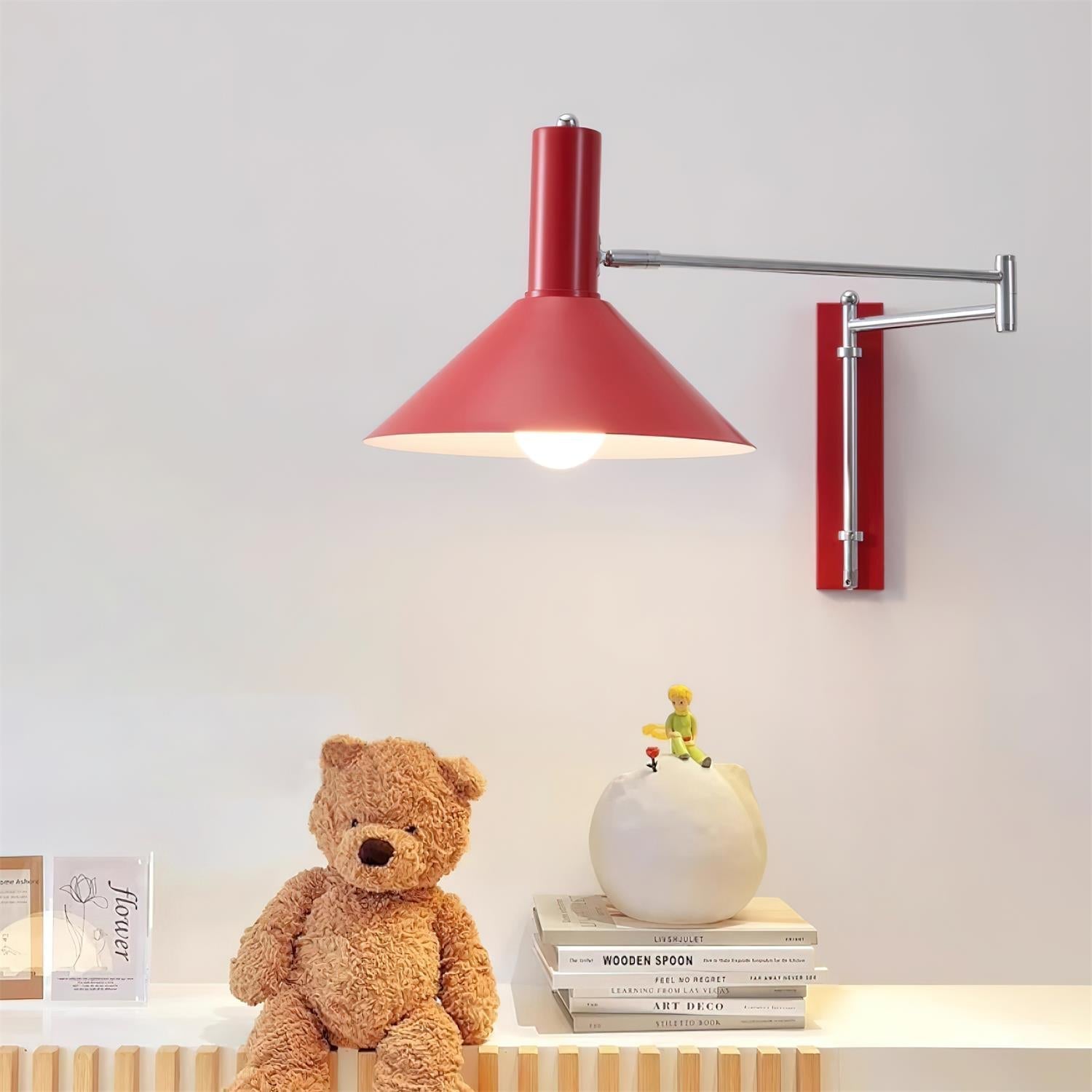 Wall Lamp Modern Adjustable Metal Arm Red Shade Reading Light - Lamp Copper