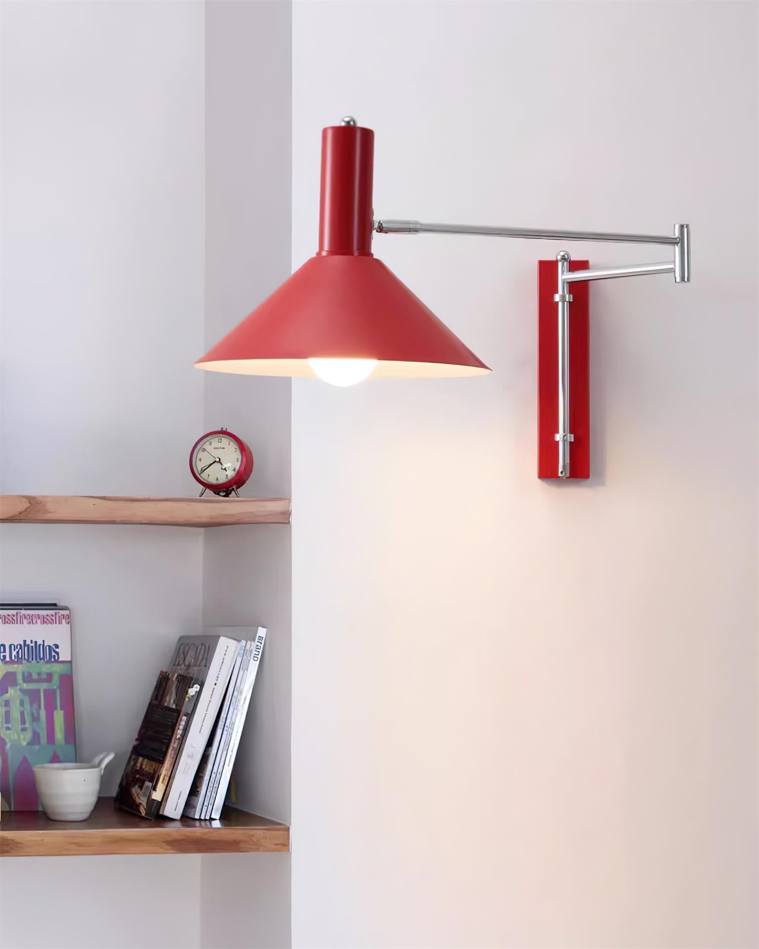 Wall Lamp Modern Adjustable Metal Arm Red Shade Reading Light - Lamp Copper