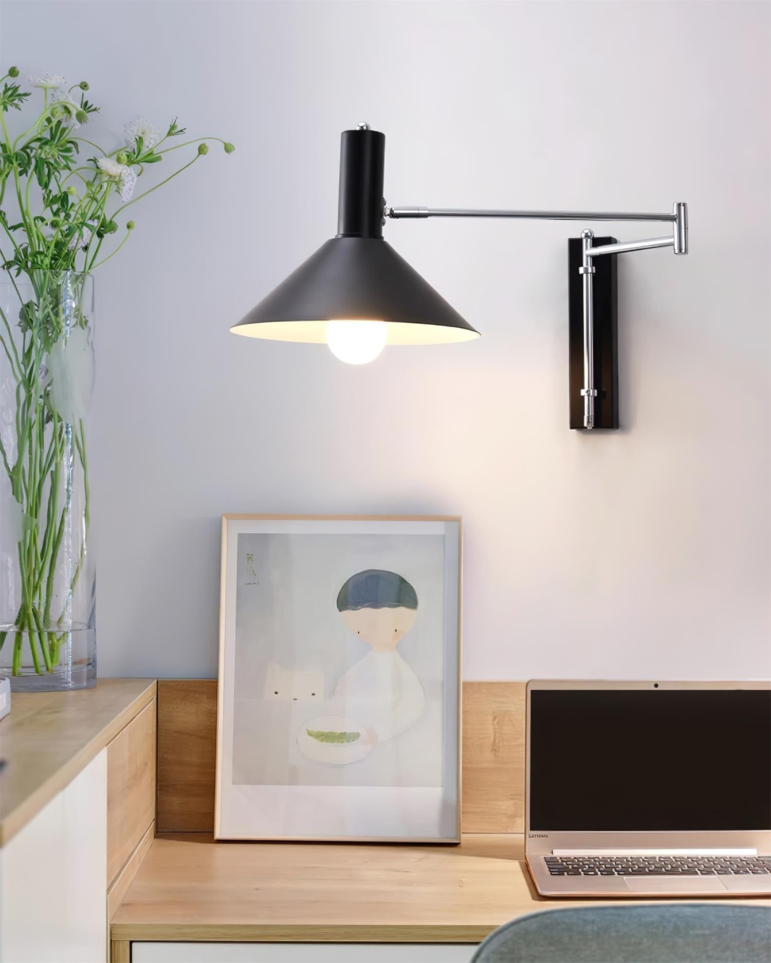 Wall Lamp Modern Adjustable Metal Arm Red Shade Reading Light - Lamp Copper