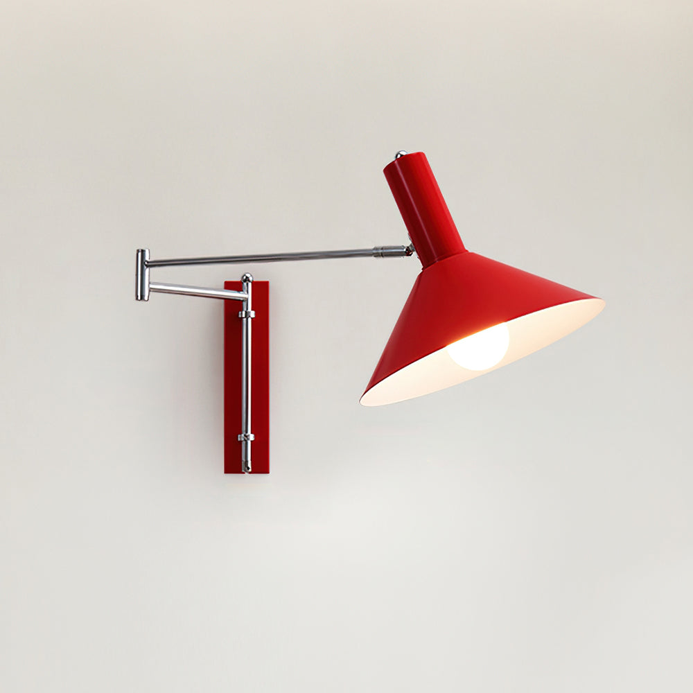 Wall Lamp Modern Adjustable Metal Arm Red Shade Reading Light - Lamp Copper