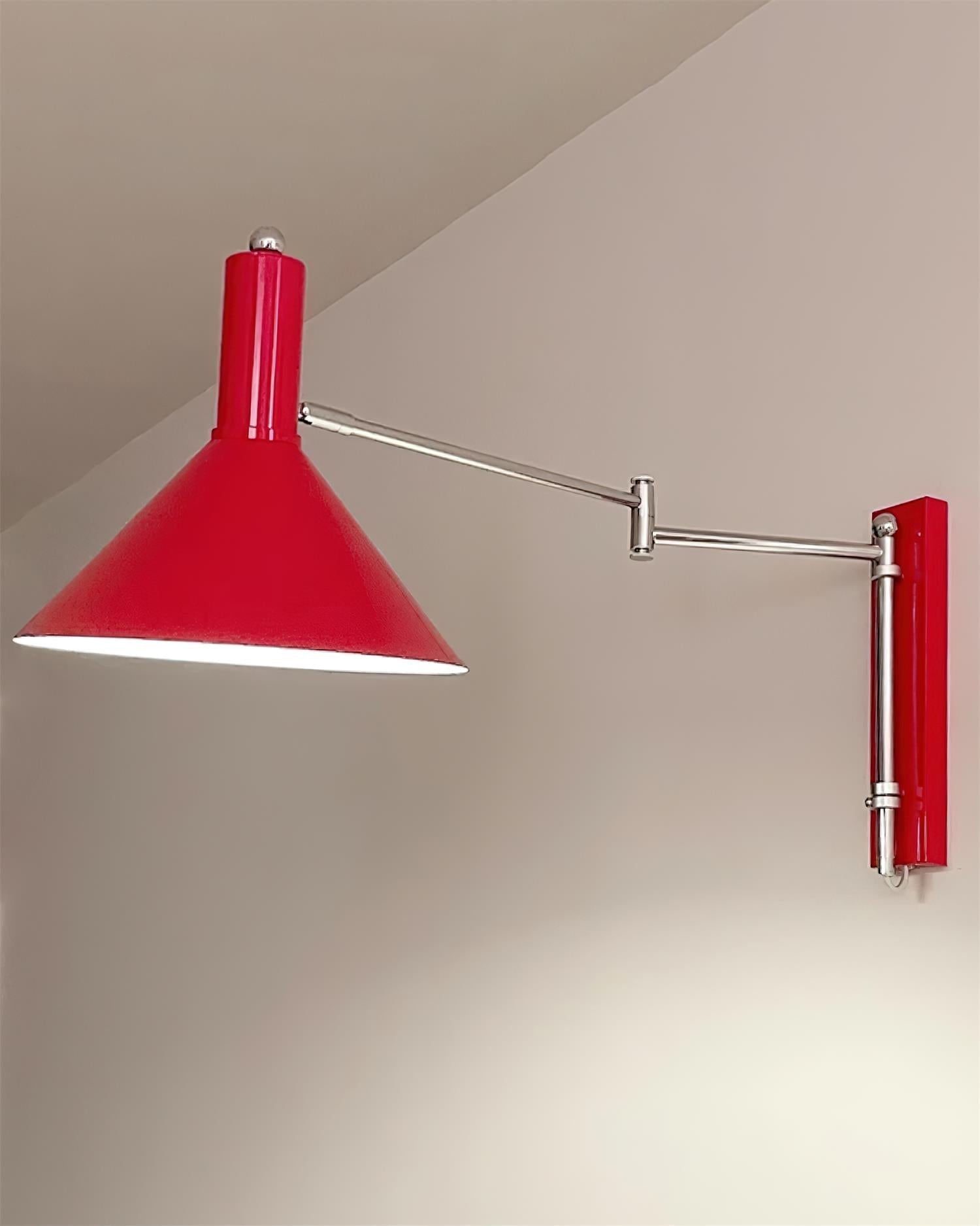Wall Lamp Modern Adjustable Metal Arm Red Shade Reading Light - Lamp Copper