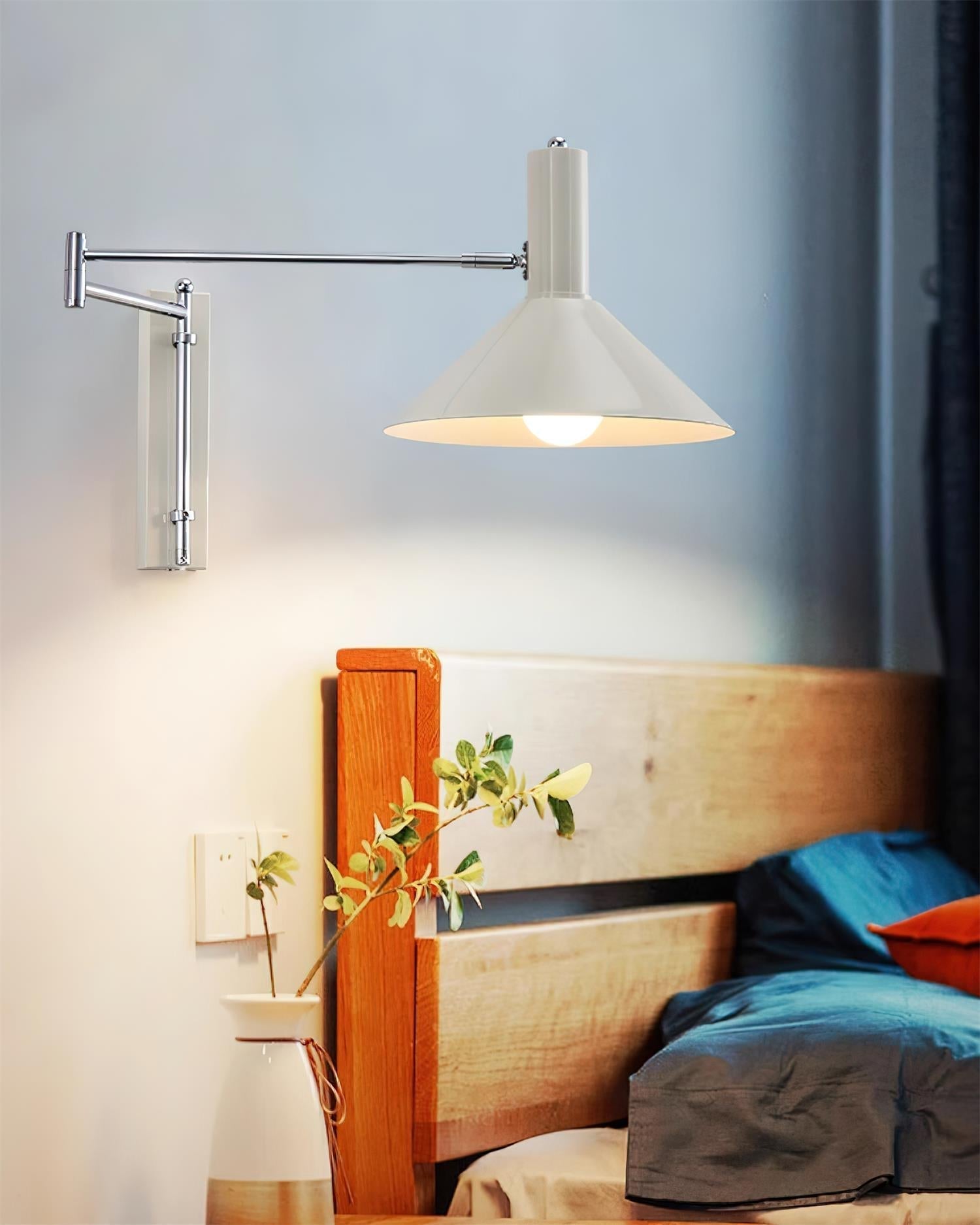 Wall Lamp Modern Adjustable Metal Arm Red Shade Reading Light - Lamp Copper