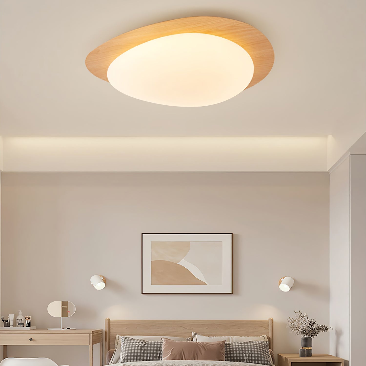 Quisti Pebble Walnut Ceiling Light - Lamp Copper