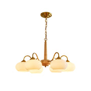 Elmiror Premium Nordic Art Wood Glass Chandelier - Lamp Copper