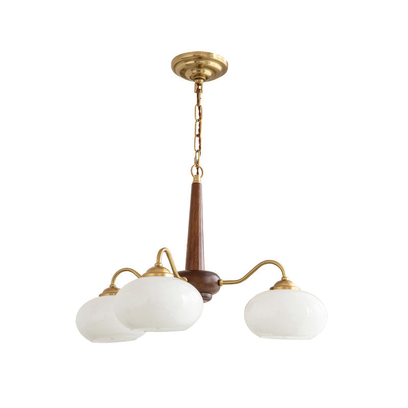 Elmiror Premium Nordic Art Wood Glass Chandelier - Lamp Copper