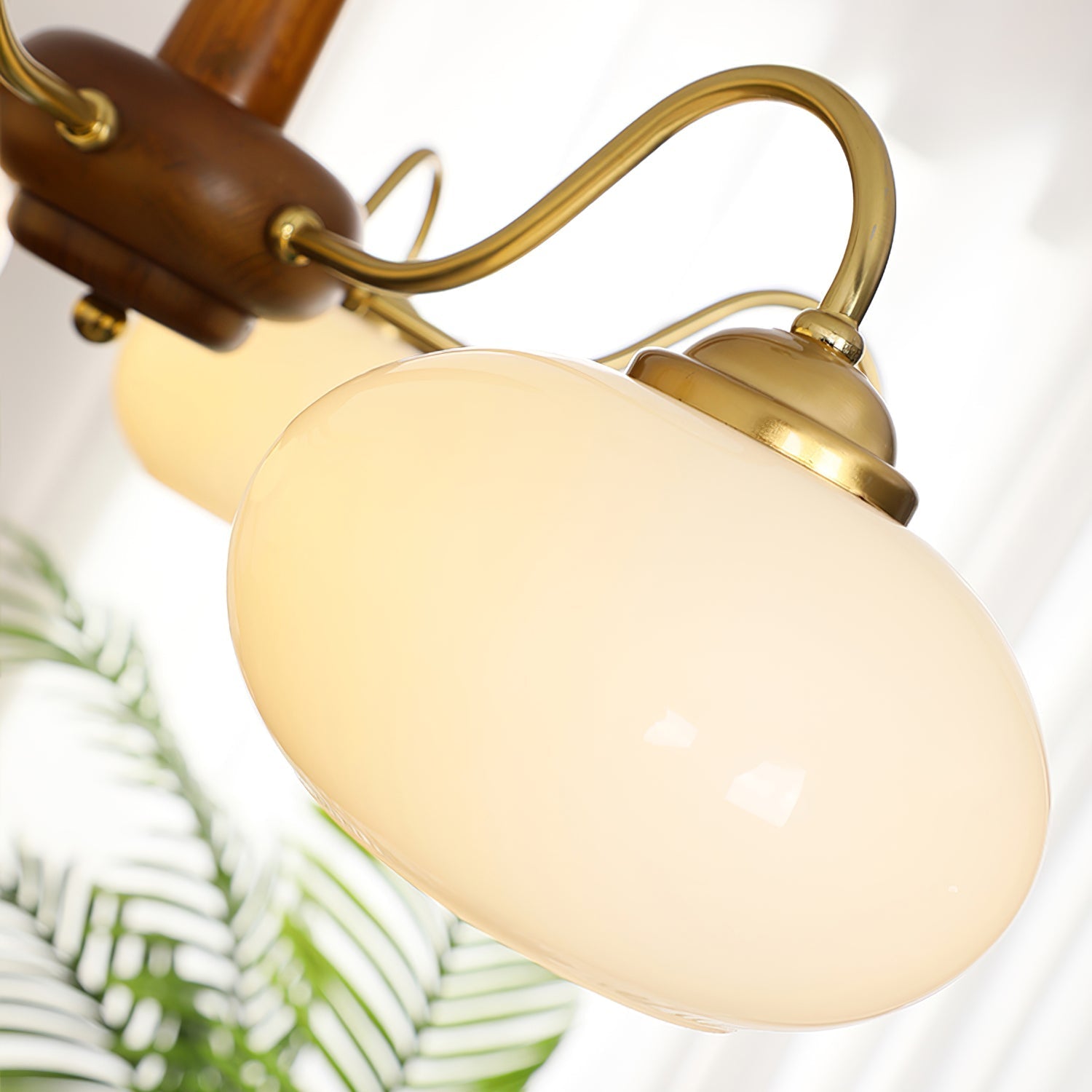Elmiror Premium Nordic Art Wood Glass Chandelier - Lamp Copper