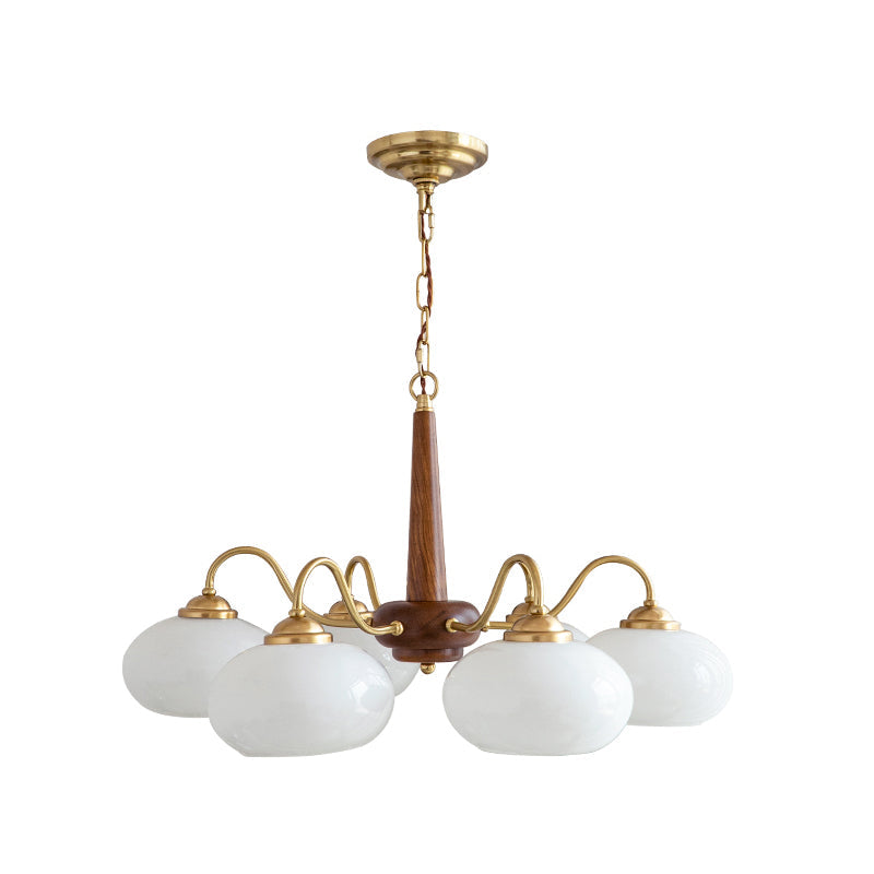 Elmiror Premium Nordic Art Wood Glass Chandelier - Lamp Copper