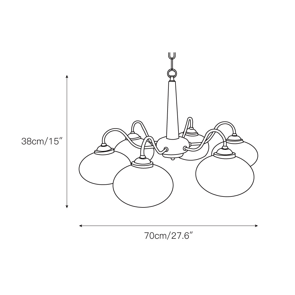 Elmiror Premium Nordic Art Wood Glass Chandelier - Lamp Copper