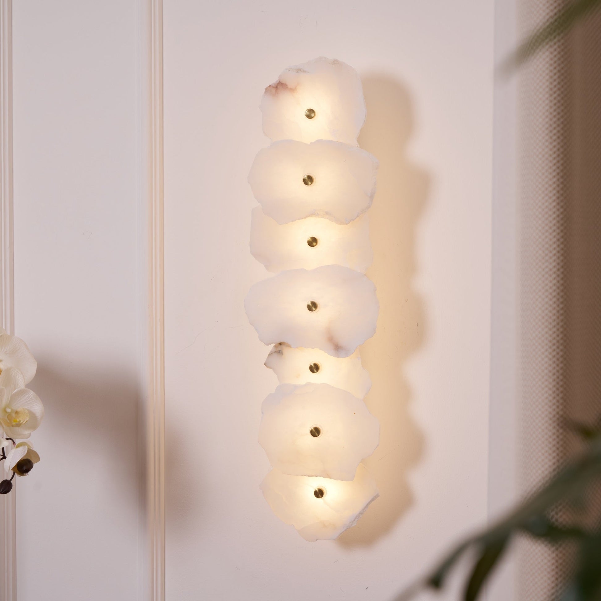 Cevra Alabaster Flower Wall Lamp - Lamp Copper
