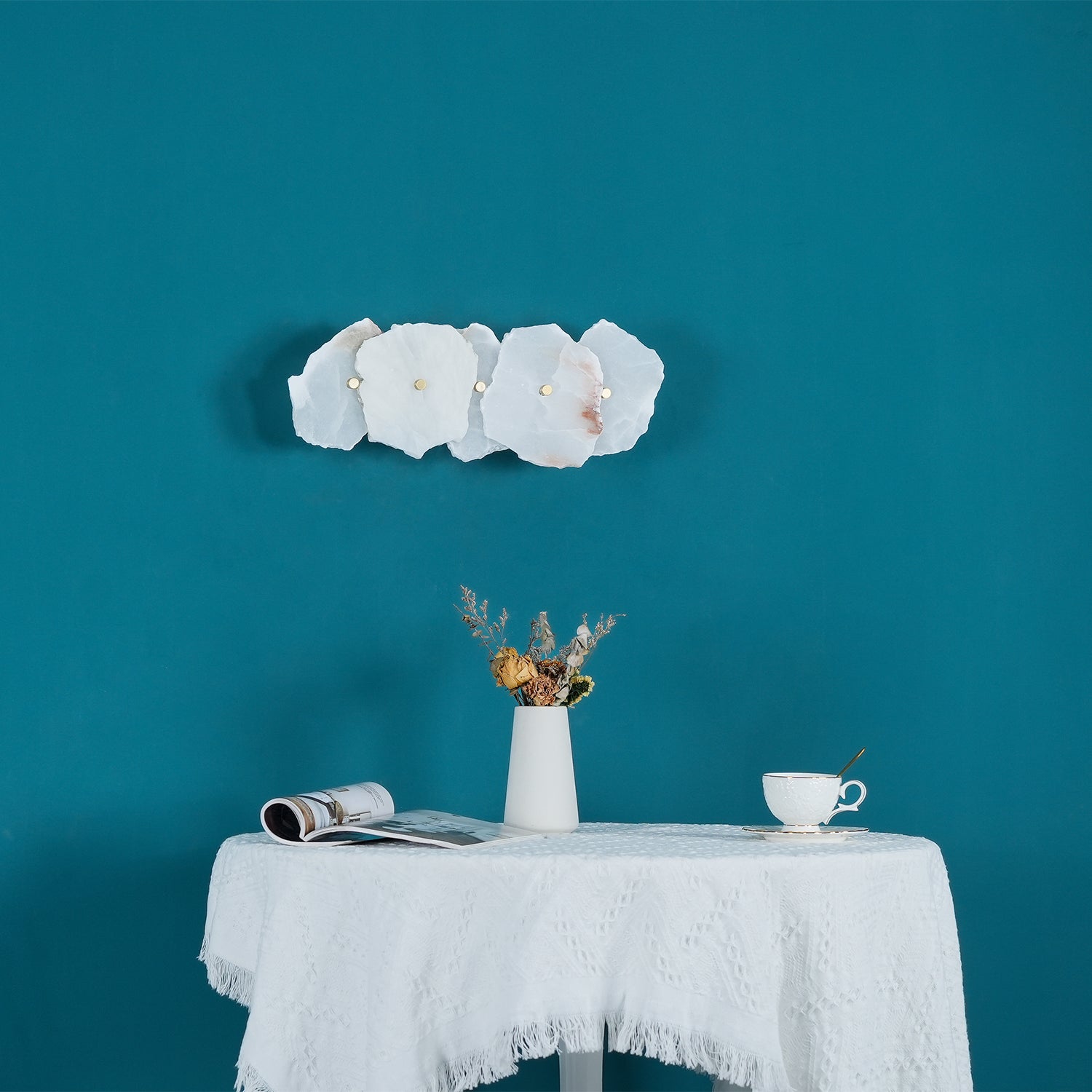 Cevra Alabaster Flower Wall Lamp - Lamp Copper