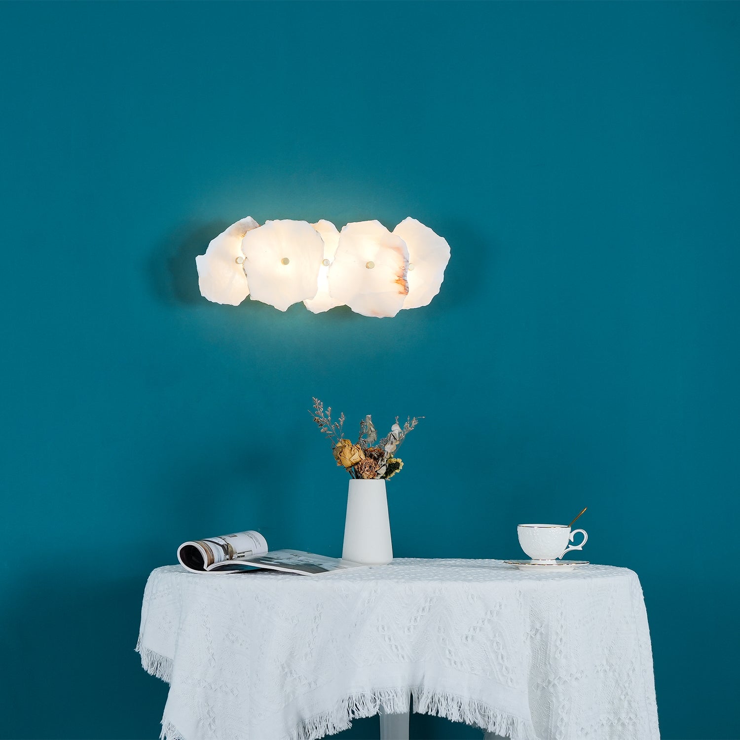 Ritta Alabaster Flower Wall Lamp - Lamp Copper