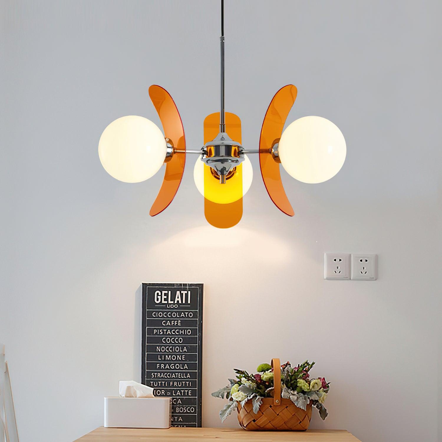 Ulano Chandelier Brown &Orange - Lamp Copper