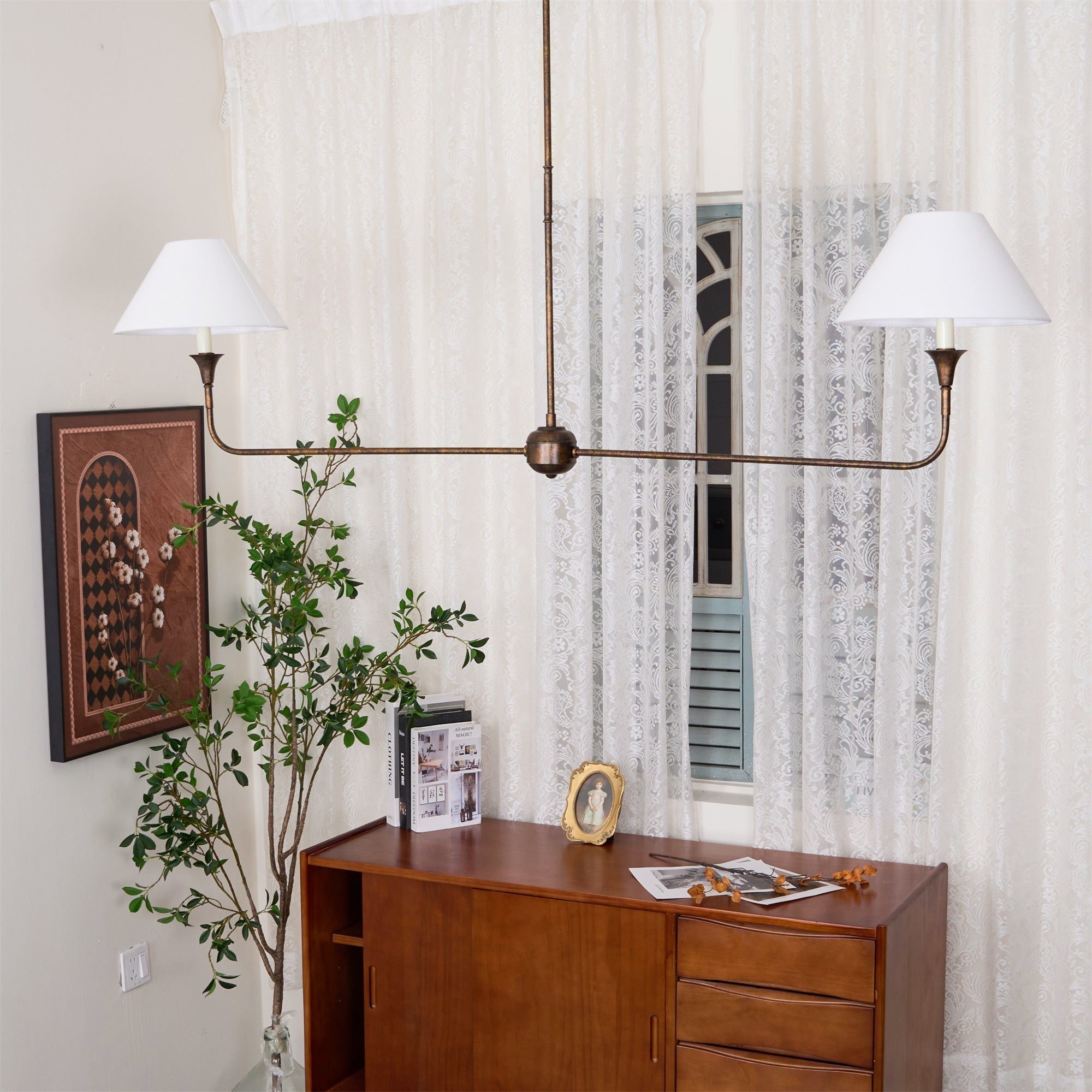 Norli Modern Linear LED Chandelier Metal Living Room Bedroom - Lamp Copper