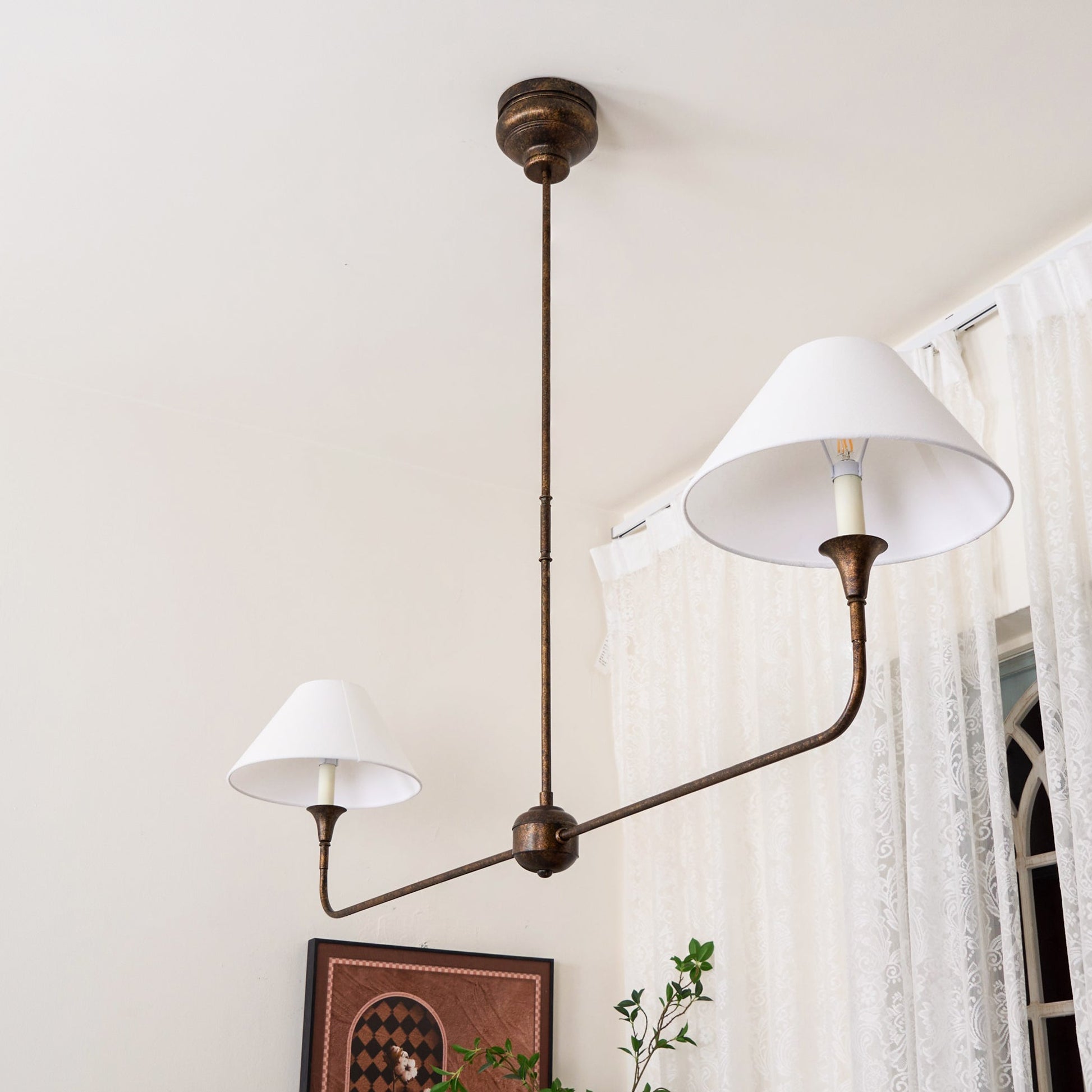 Norli Modern Linear LED Chandelier Metal Living Room Bedroom - Lamp Copper