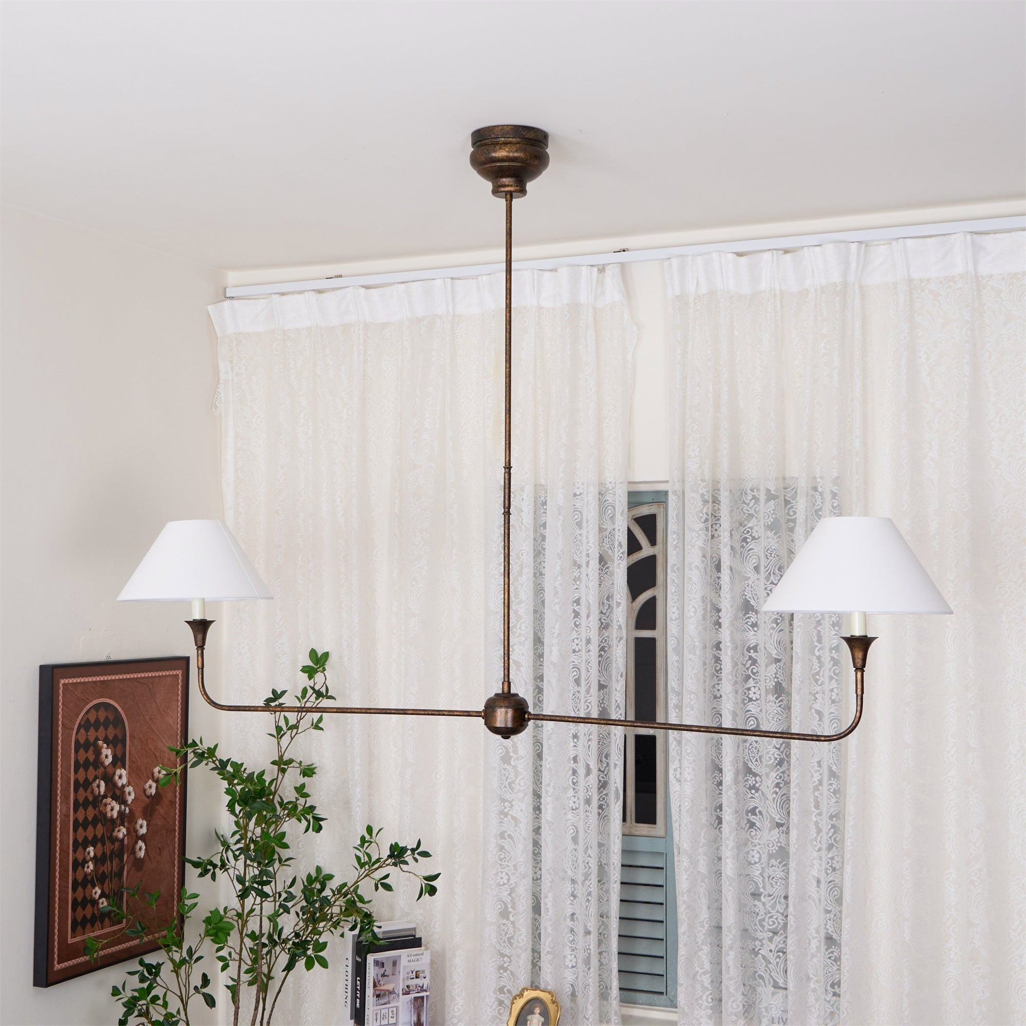 Norli Modern Linear LED Chandelier Metal Living Room Bedroom - Lamp Copper