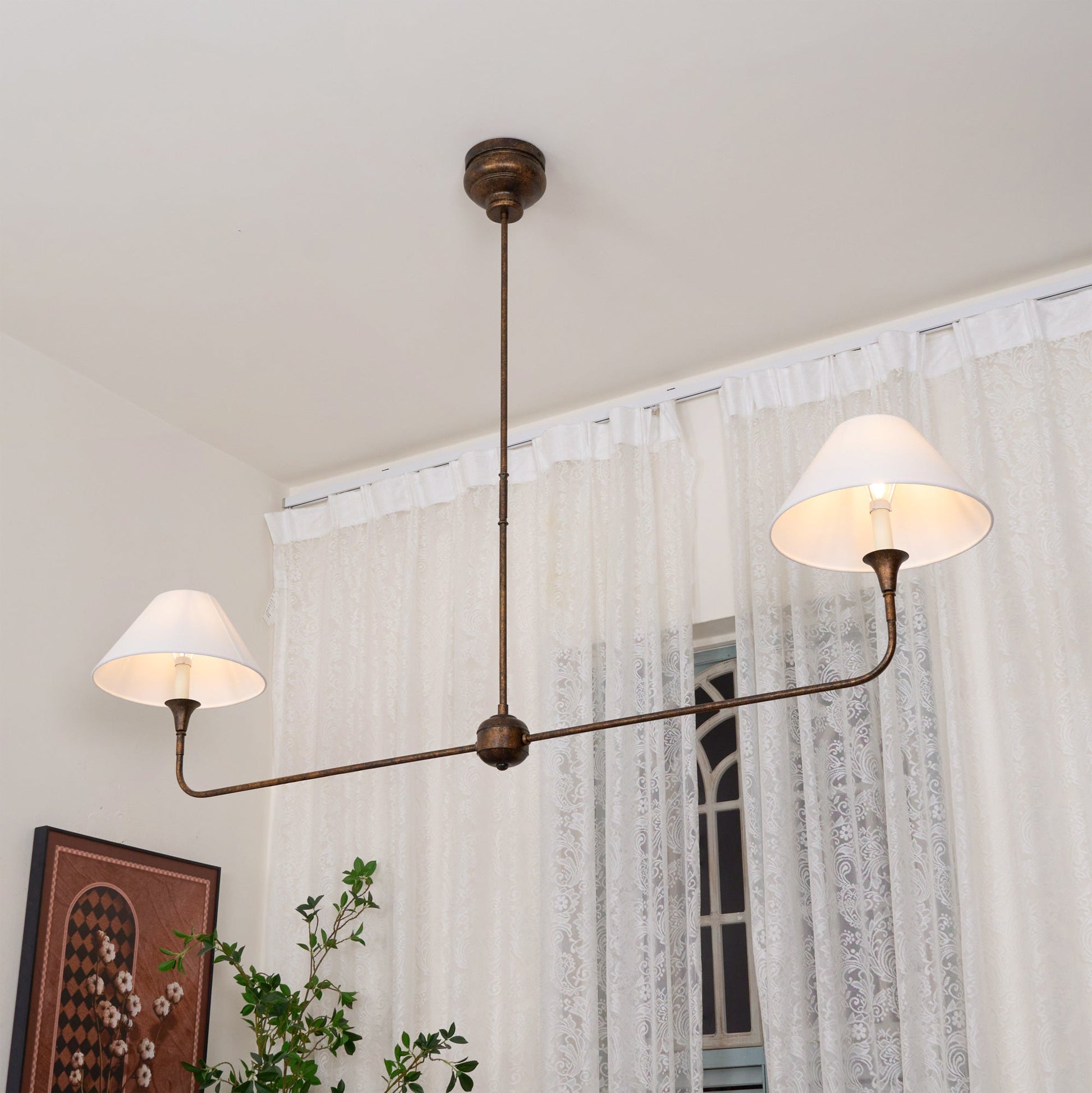Norli Modern Linear LED Chandelier Metal Living Room Bedroom - Lamp Copper