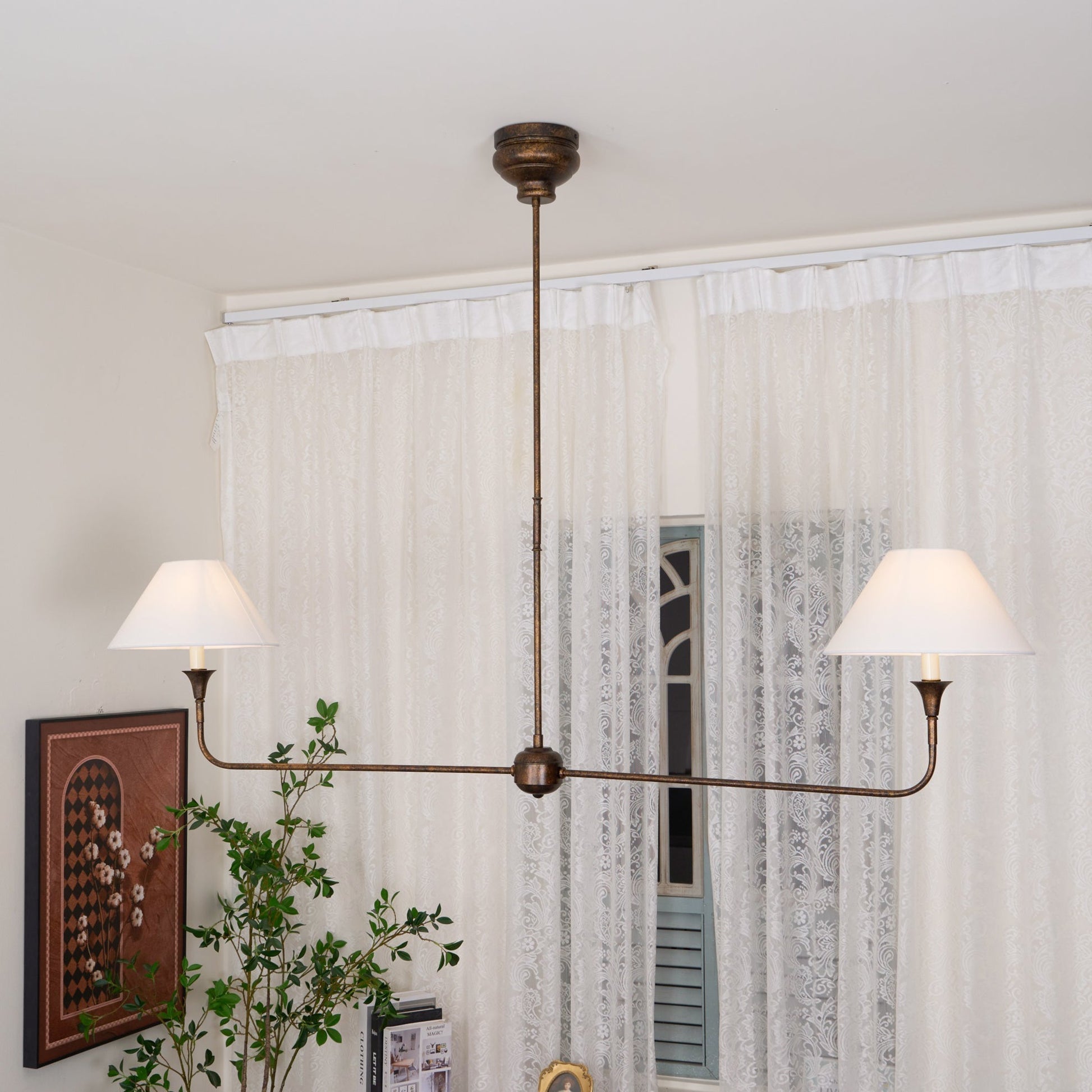 Norli Modern Linear LED Chandelier Metal Living Room Bedroom - Lamp Copper