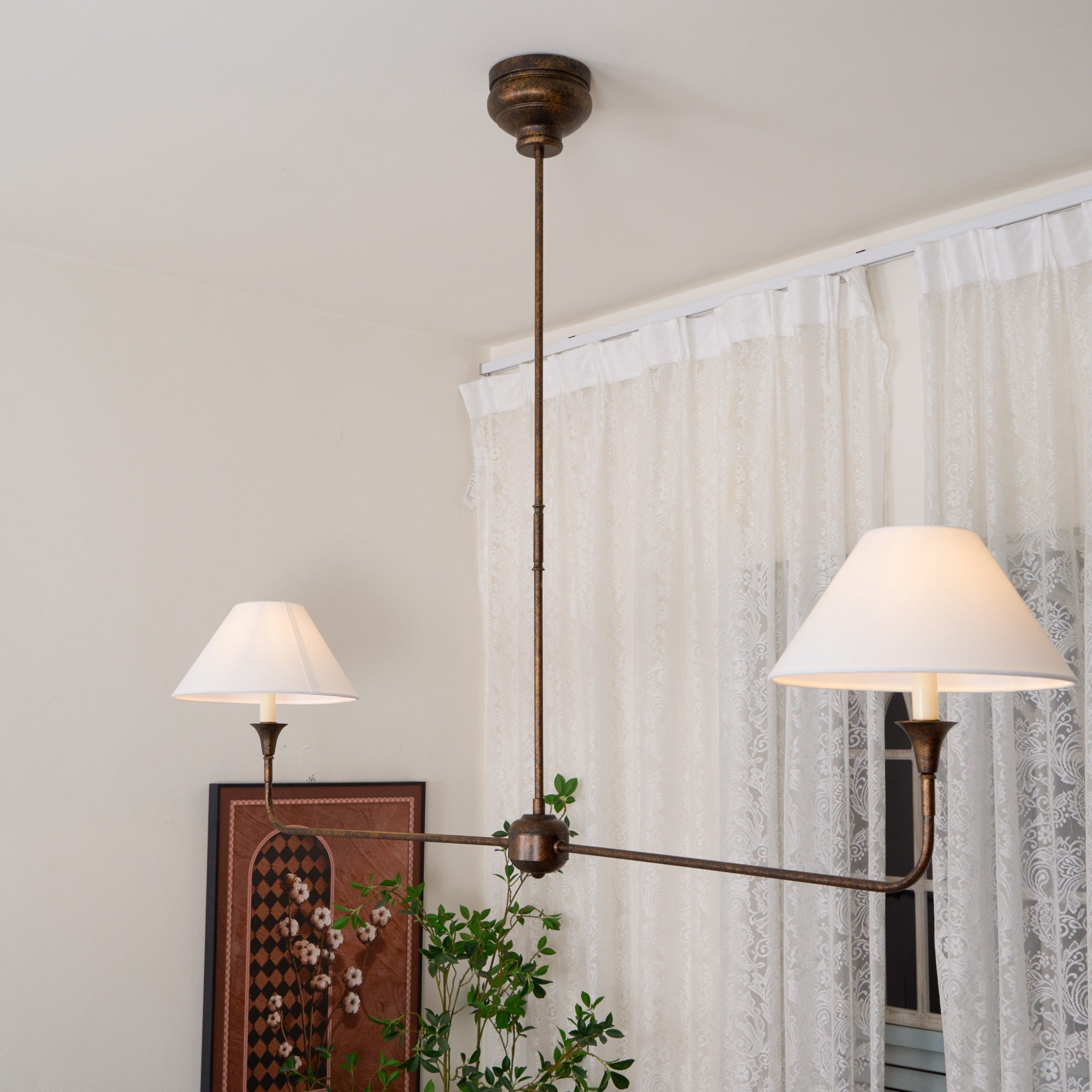 Norli Modern Linear LED Chandelier Metal Living Room Bedroom - Lamp Copper