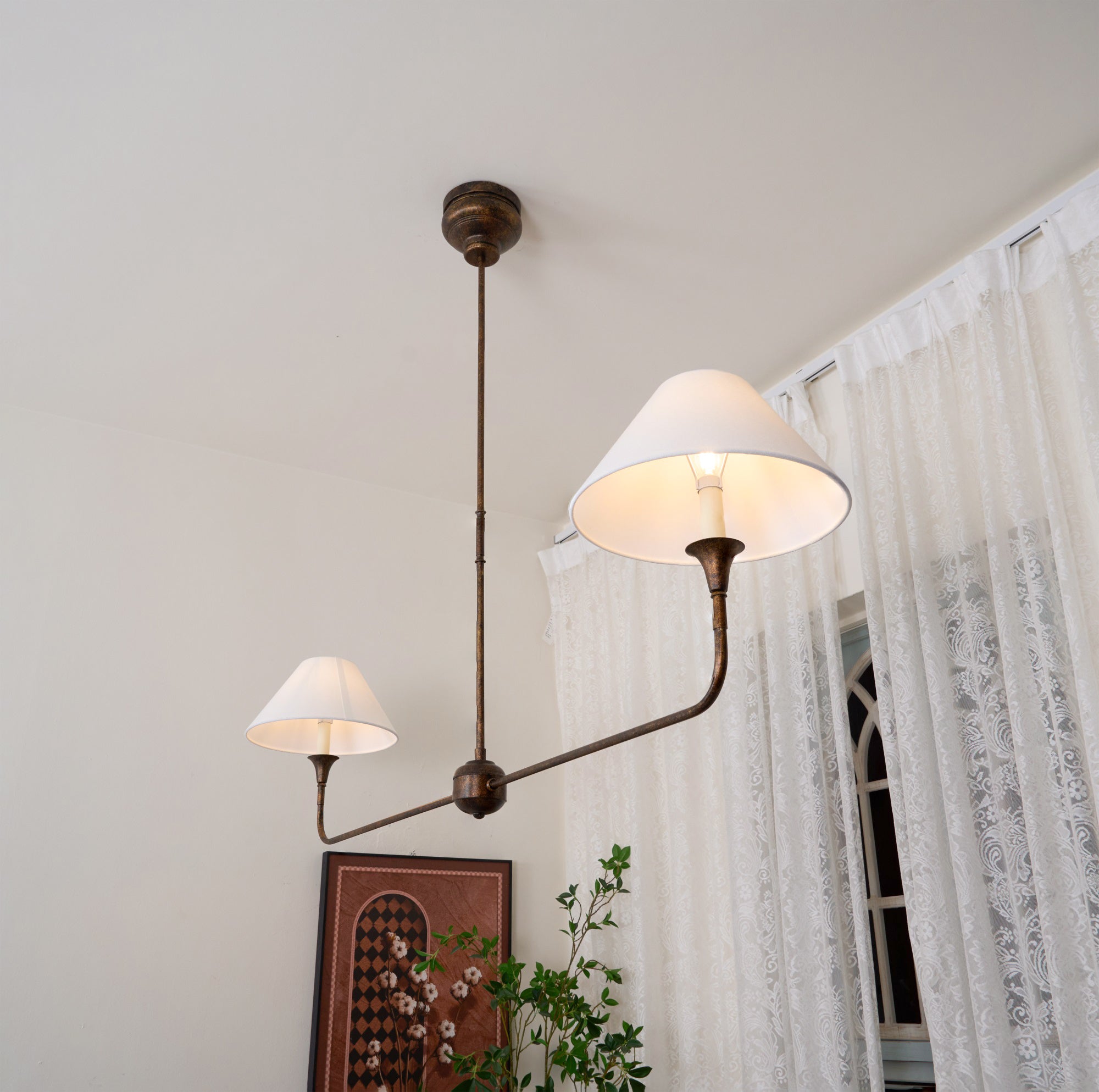 Norli Modern Linear LED Chandelier Metal Living Room Bedroom - Lamp Copper