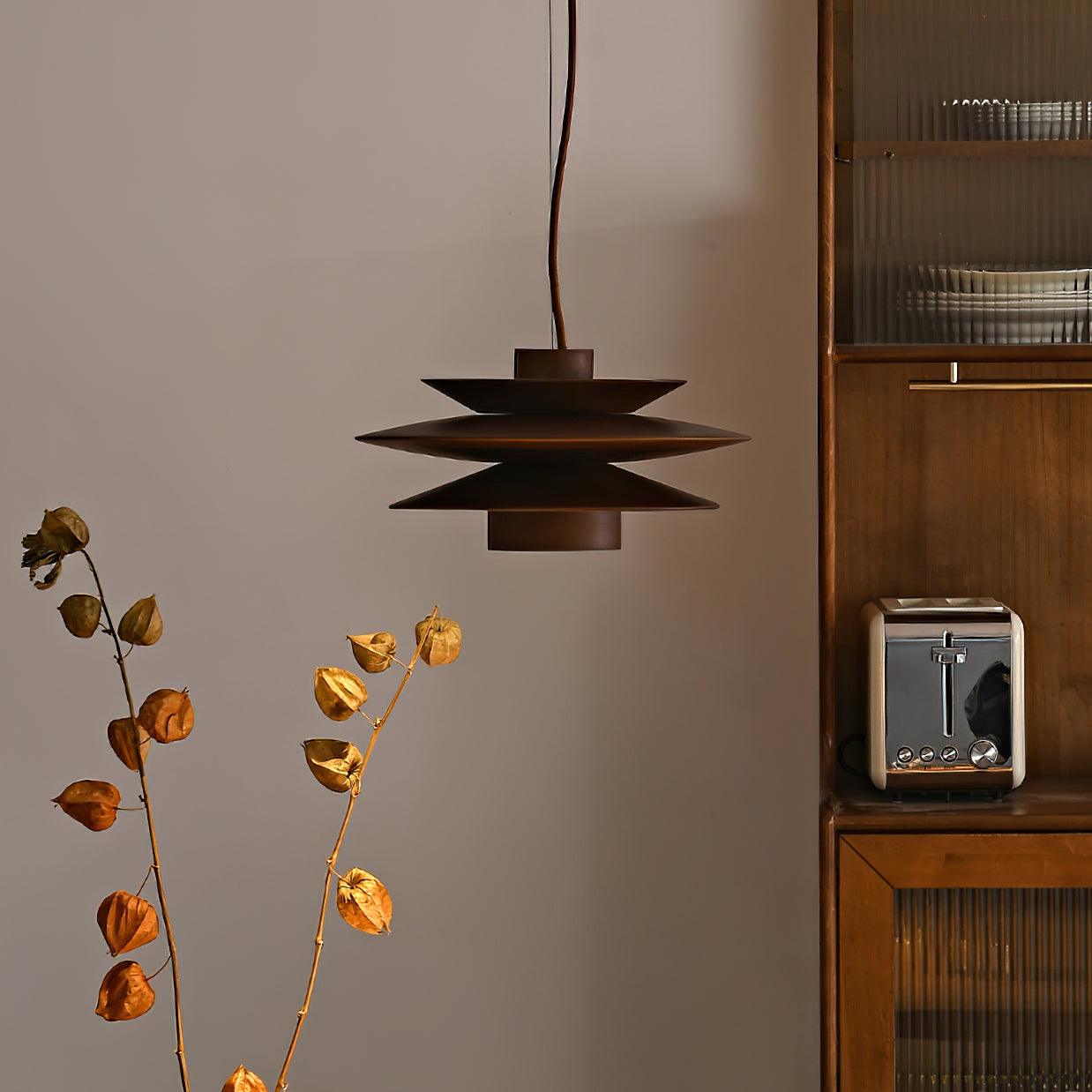 Axis Mid Century Walnut Pendant Light - Lamp Copper