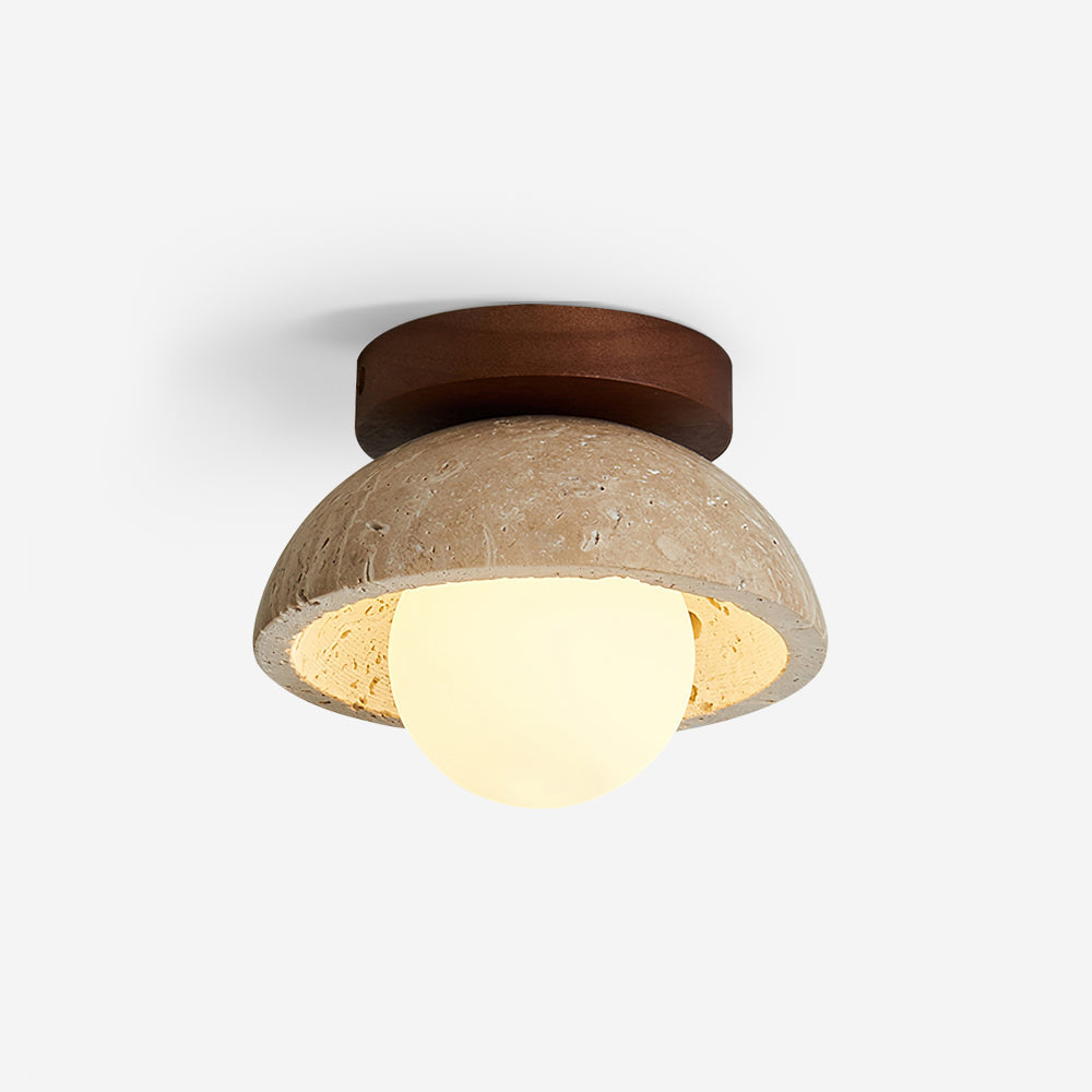 Mysa Minimalist Travertine Ceiling Light - Lamp Copper