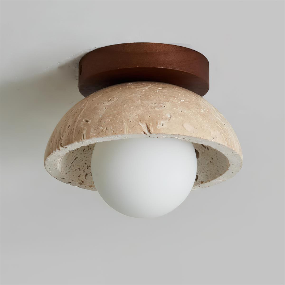 Mysa Minimalist Travertine Ceiling Light - Lamp Copper