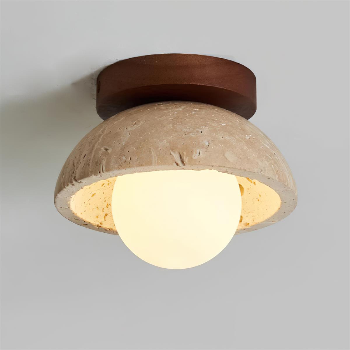 Mysa Minimalist Travertine Ceiling Light - Lamp Copper