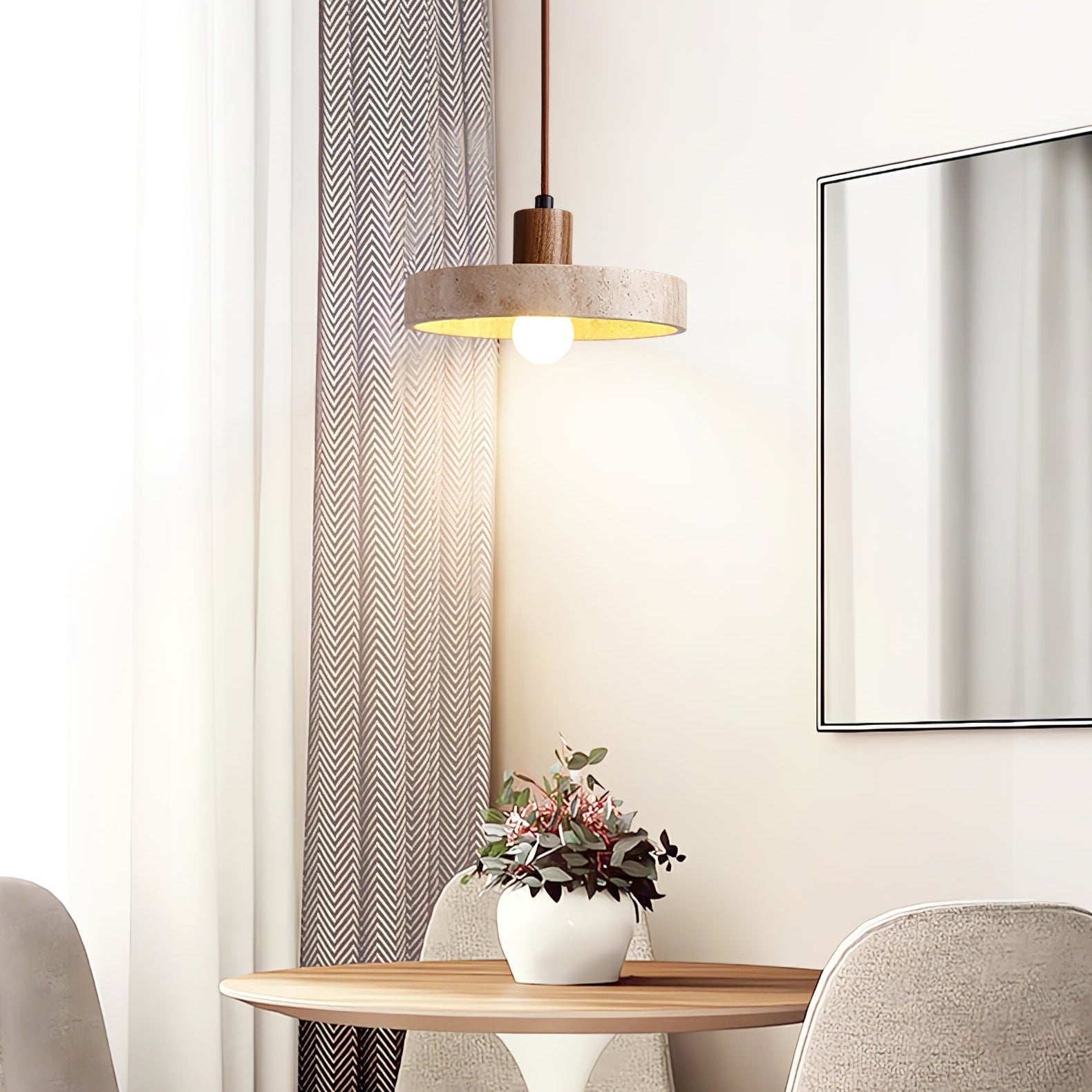 Evvynor Travertine Pendant Light - Lamp Copper
