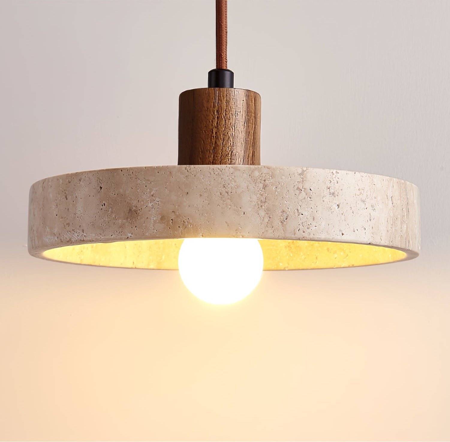 Evvynor Travertine Pendant Light - Lamp Copper