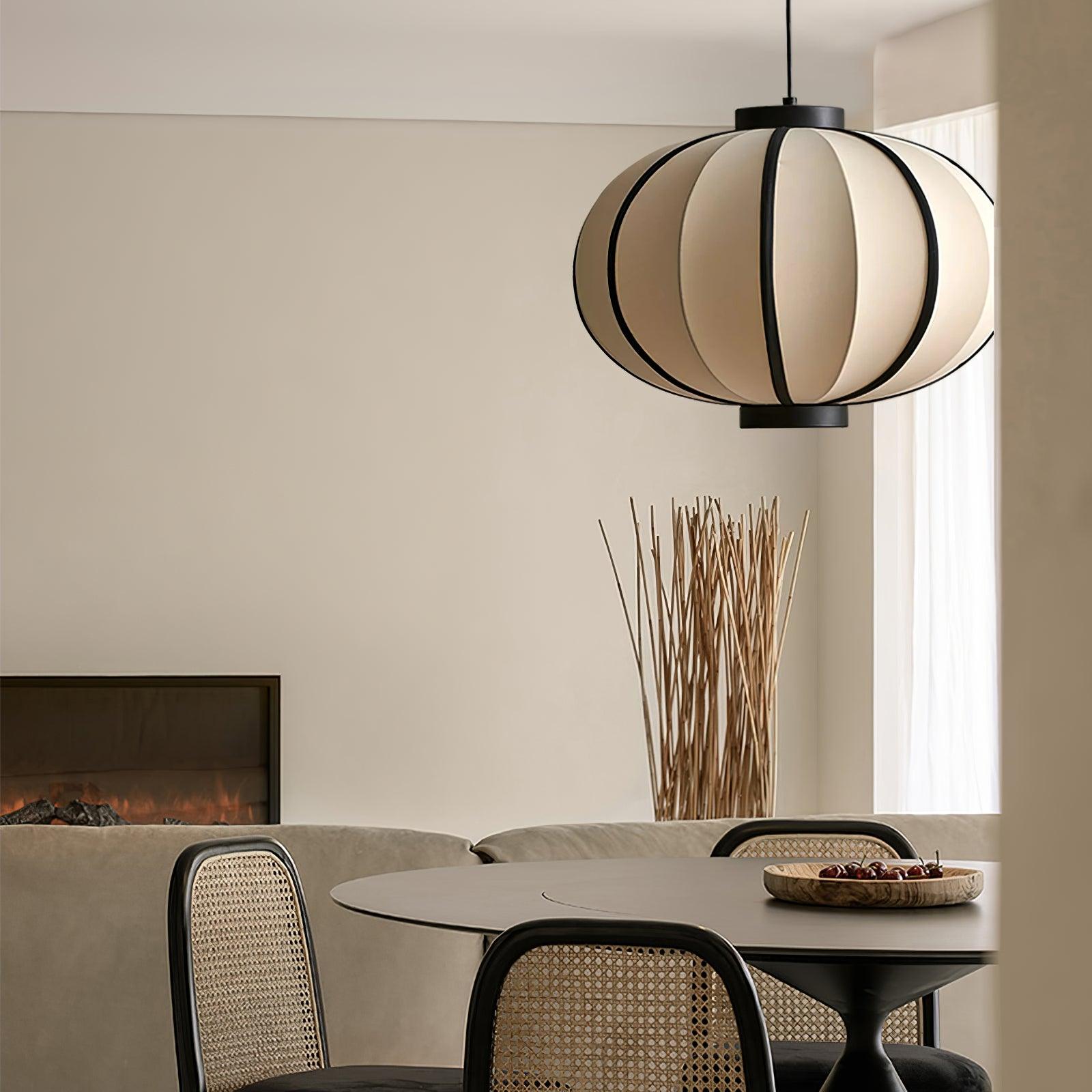 Pendant Lamp Fabric Lantern Shade Metal Frame Vintage - Lamp Copper