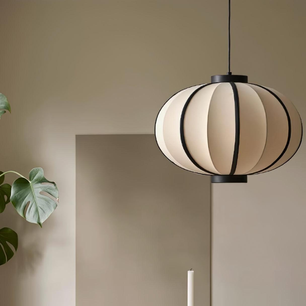 Pendant Lamp Fabric Lantern Shade Metal Frame Vintage - Lamp Copper