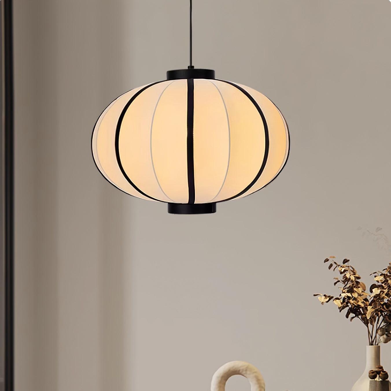 Pendant Lamp Fabric Lantern Shade Metal Frame Vintage - Lamp Copper
