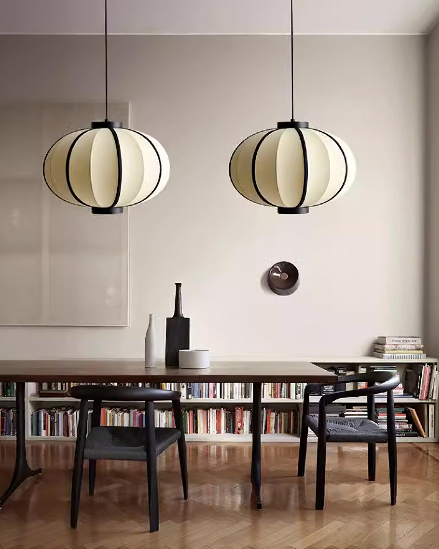 Pendant Lamp Fabric Lantern Shade Metal Frame Vintage - Lamp Copper