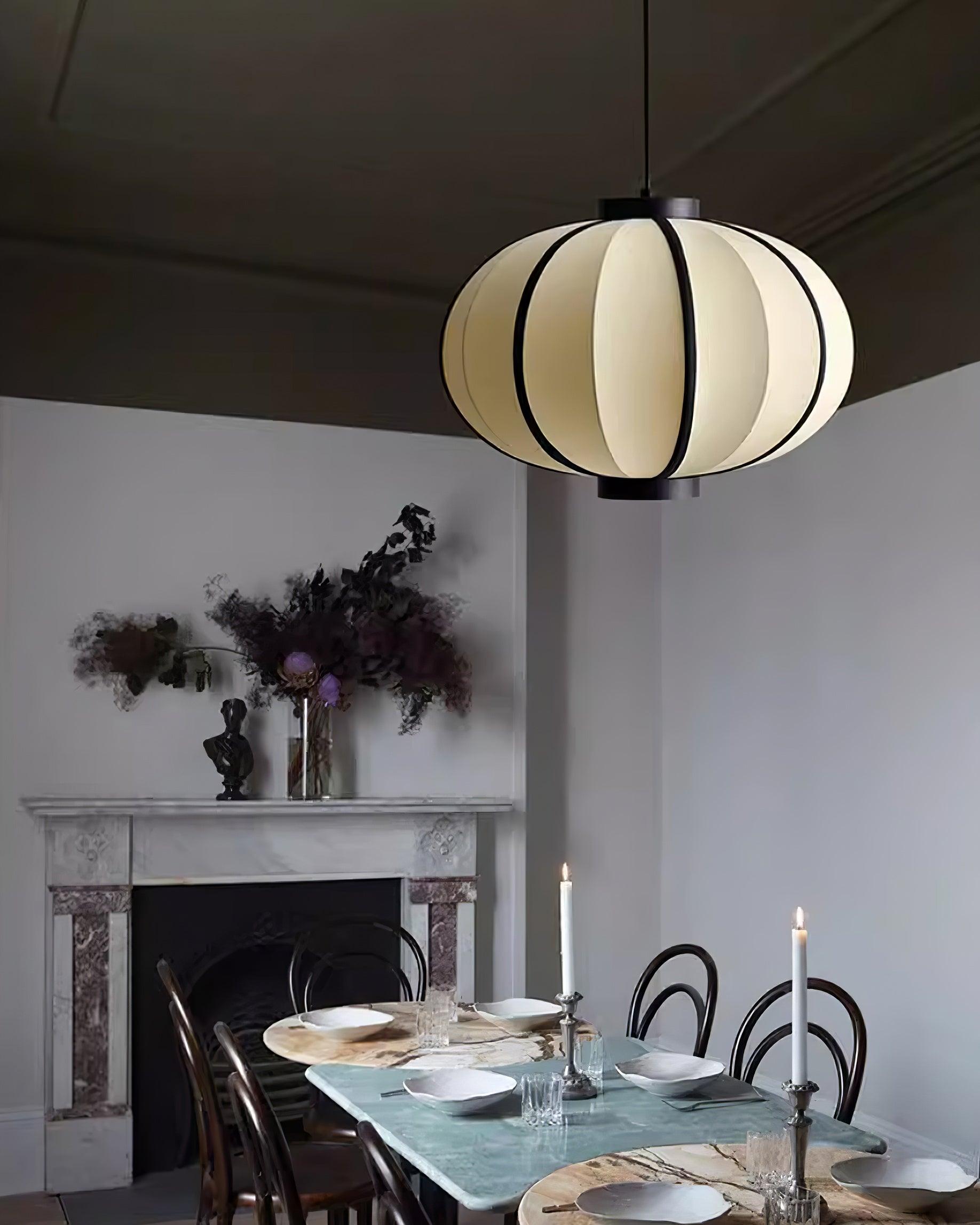 Pendant Lamp Fabric Lantern Shade Metal Frame Vintage - Lamp Copper